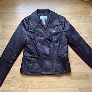 Maroon Leather Moto Jacket